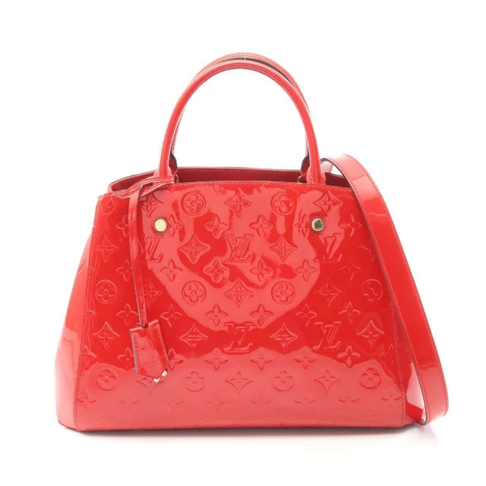 Louis Vuitton Montaigne Handbag Leather Vernis Red